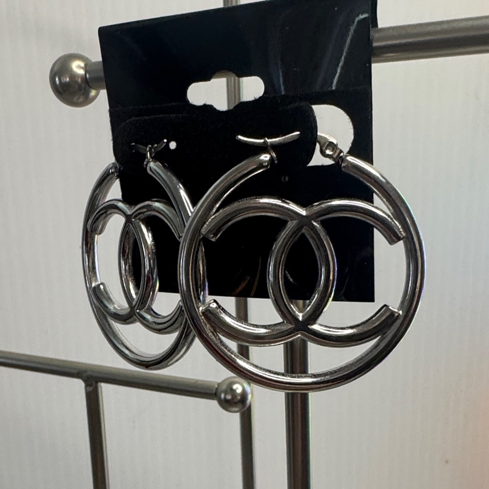 Silver Double C Hoop Earrings #724